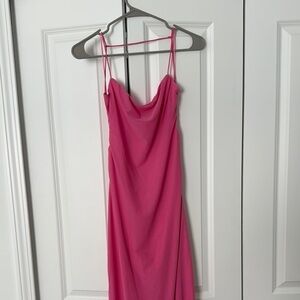 Elegant Pink Spaghetti Strap Backless Dress